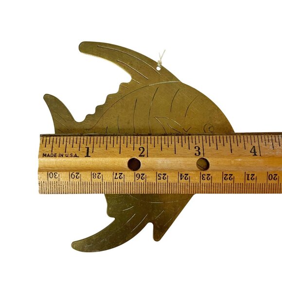 Vintage Brass 5 Tropical Fish Outdoor Wind Chime Made in Taiwan - Picture 7 of 8